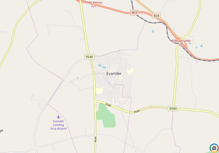 Map location of Evander